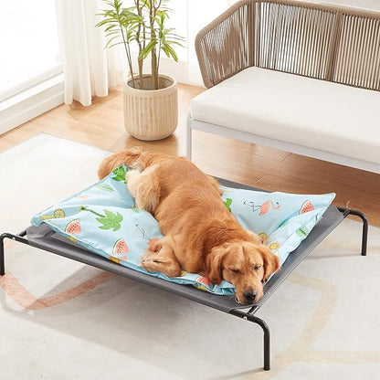 Norvy Pet Cooling Mat Pressure Activated Cooling Mat for Large Dogs 43'' × 32'' Summer Gel Cooling Pad for Kennels Dog Beds Portable Cooling Blanket Water Injection