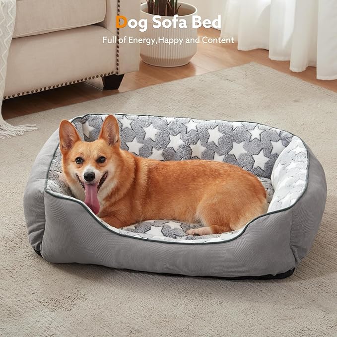 SIWA MARY Dog Bed for Small Dogs (20"x 19"x 6") Gray
