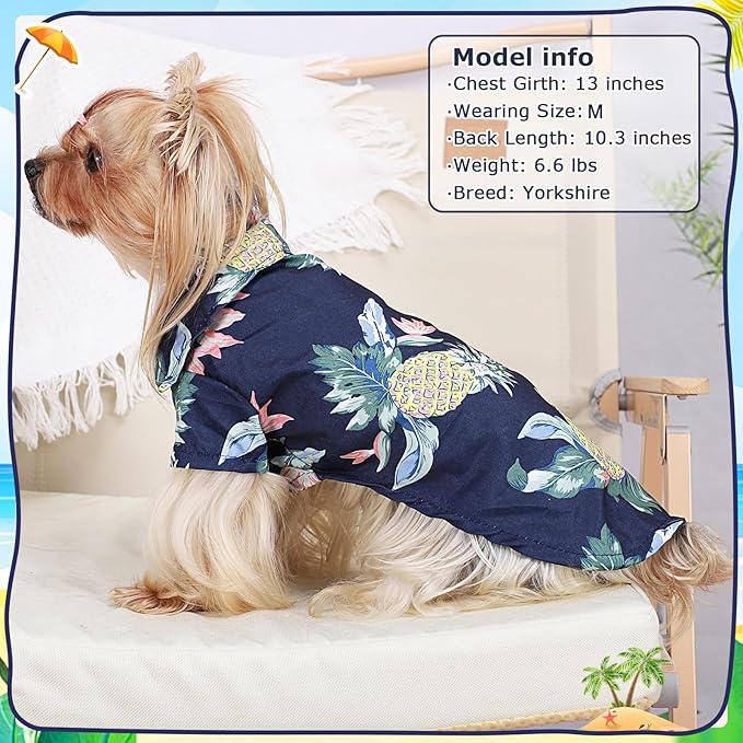 Dog Hawaiian Shirt Hawaii Style Summer Dog Clothes Boy Girl Breathable Cool Costume Beach Seaside Sweatshirt for Small Puppy Polo T-Shirt Pet Outfit
