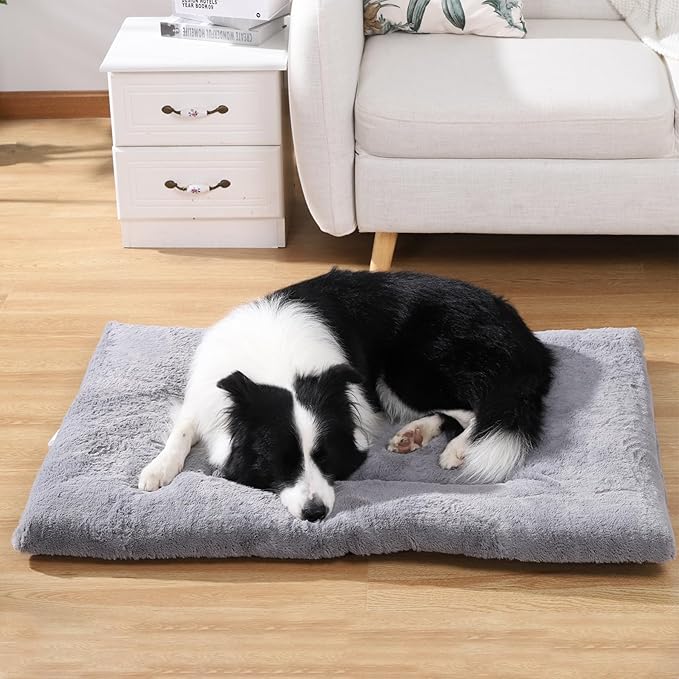 30 Inch Dog Crate Bed Pad for Small/Medium Sized Dog, Washable Ultra Soft Kennel Cage Pad Mat with Non Skid Bottom, Light Grey