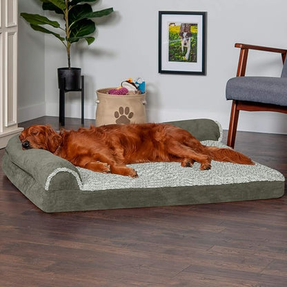 Furhaven Memory Foam Dog Bed for Large Dogs w/ Removable Bolsters & Washable Cover 95 lbs