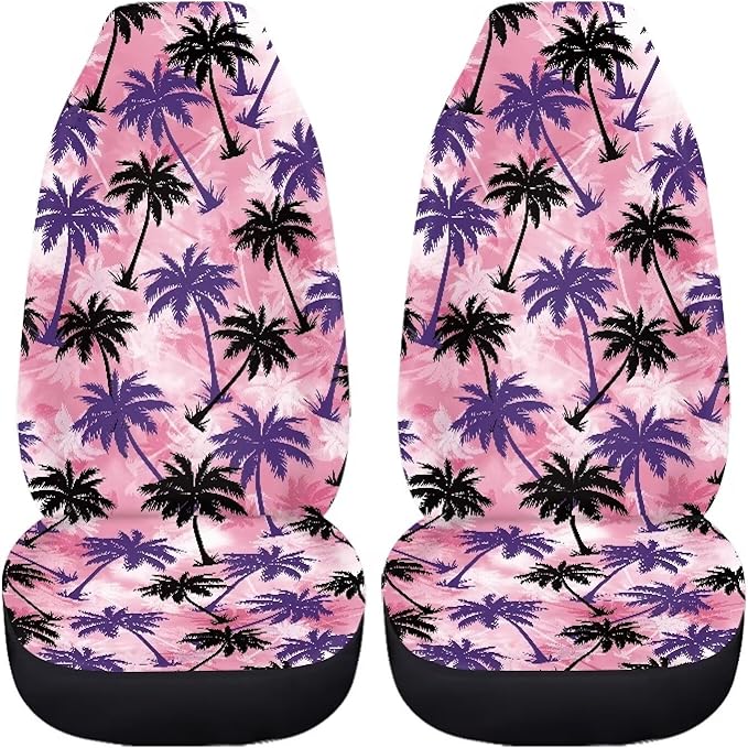 Palm Tree Pink Tie Dye Car Seat Covers Washable Seat Protector for Women Men Air Mesh Cloth Automotive Vehicle Seat Covers for Cars Interior for Cars