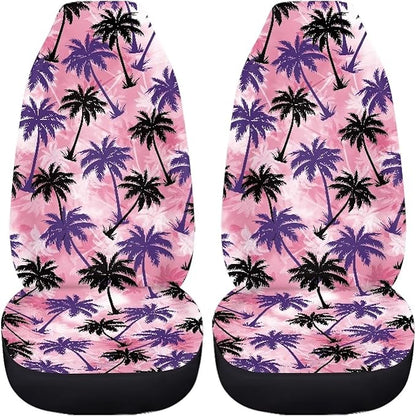 Palm Tree Pink Tie Dye Car Seat Covers Washable Seat Protector for Women Men Air Mesh Cloth Automotive Vehicle Seat Covers for Cars Interior for Cars