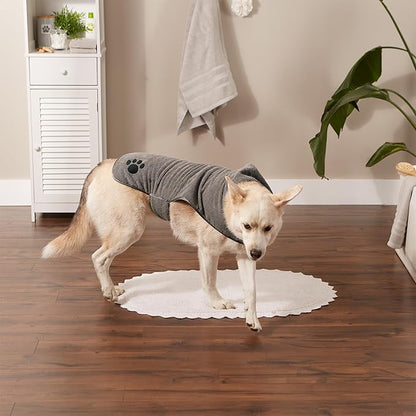 Bone Dry Pet Robe Collection Embroidered Absorbent Microfiber bath Robe with Adjustable Closure