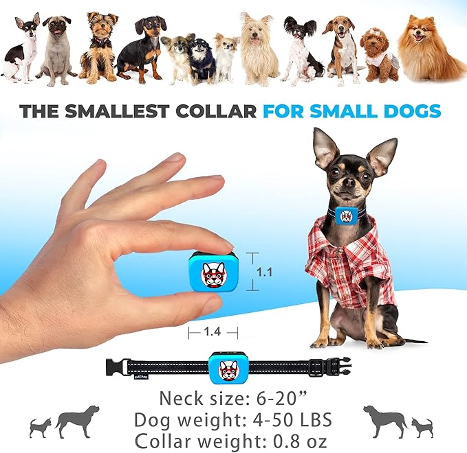 Small Dog Bark Collar Rechargeable 5-15lbs -