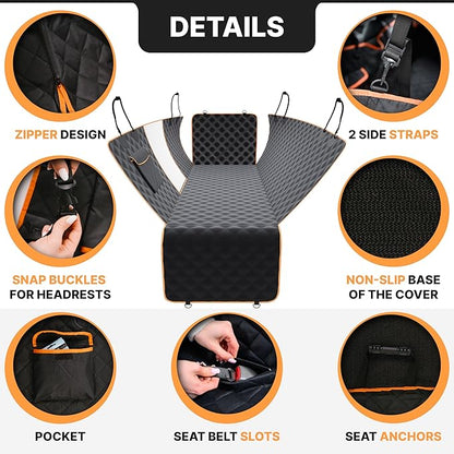 Dog Car Seat Cover for Back Seat with Mesh Window