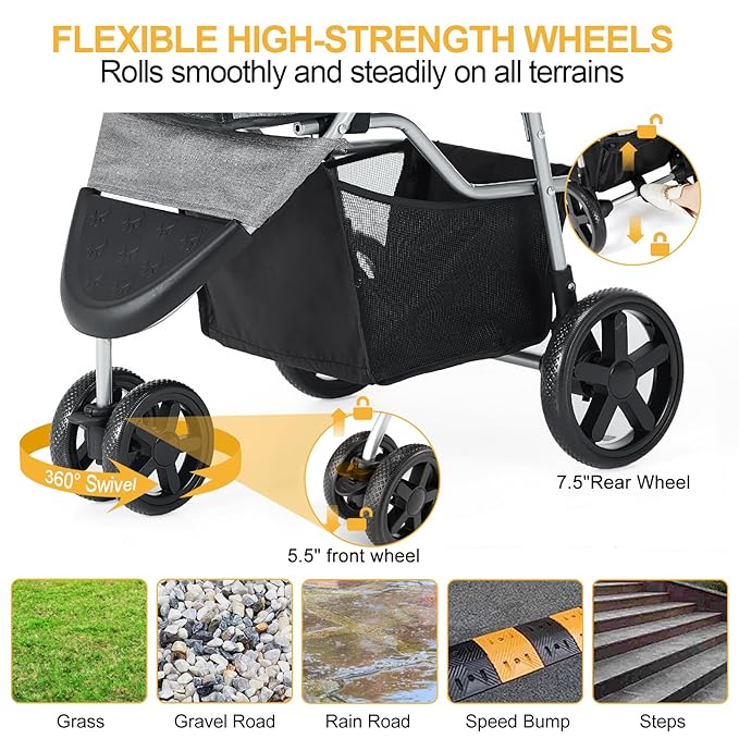 Pet Stroller 3 Wheel,
