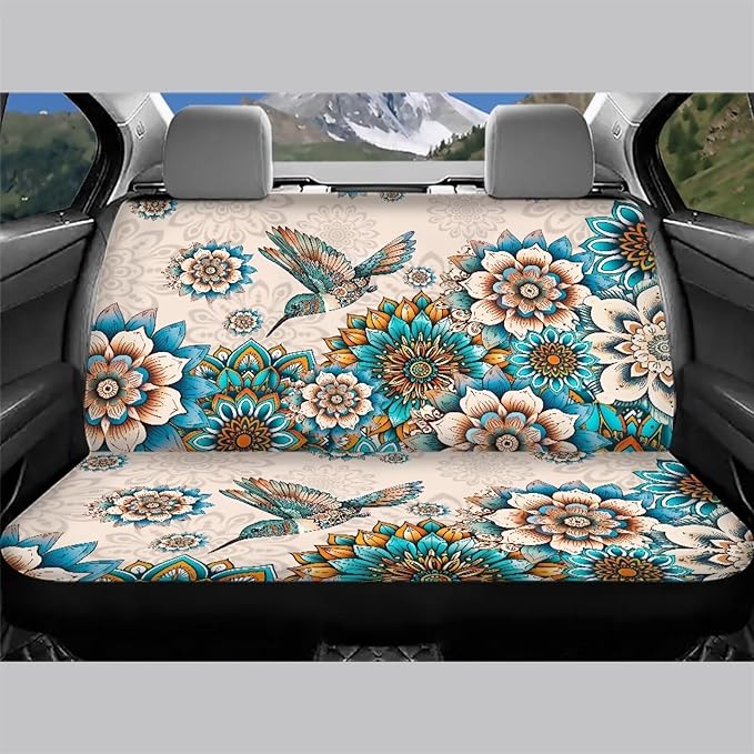 AFPANQZ Boho Floral Pattern Car Rear Seat Cover