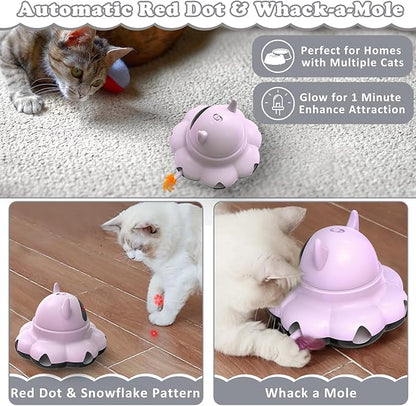 Cat Toys Interactive Feather Automatic Laser Puzzle Kitten Toy for Indoor,Rechargeable,Pink