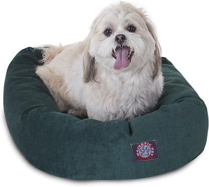 Majestic Pet 24 Inch Micro Velvet Calming Dog Bed Washable – Cozy Soft Round Dog Bed with Spine for Head Support 24x19x7 (inch)