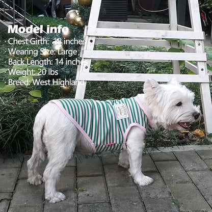 KYEESE 2Pack Dog Shirts Striped for Small Dogs Soft Stretchy Dog T-Shirts Lightweight Dog Tank Top Sleeveless Dog Vest Breathable Cat Shirt