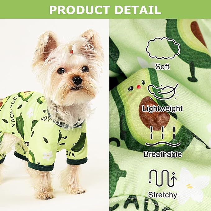 Dog Pajamas Pjs Spring Summer Dog Clothes for Small Dogs Girl - Boy - Medium Size Dogs, Soft Stretchy Puppy Clothes Doggie Onesies Cat Pet Jammies Outfit (Avocado Green, Large)