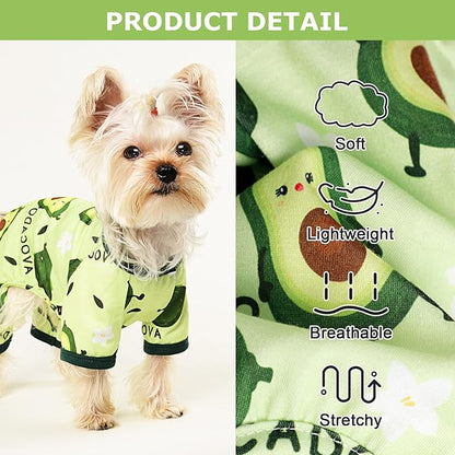 Dog Pajamas Pjs Spring Summer Dog Clothes for Small Dogs Girl - Boy - Medium - Size Dogs, Soft Stretchy Puppy Clothes Doggie Onesies Dog Cat Pet Jammies Outfit, Avocado Green