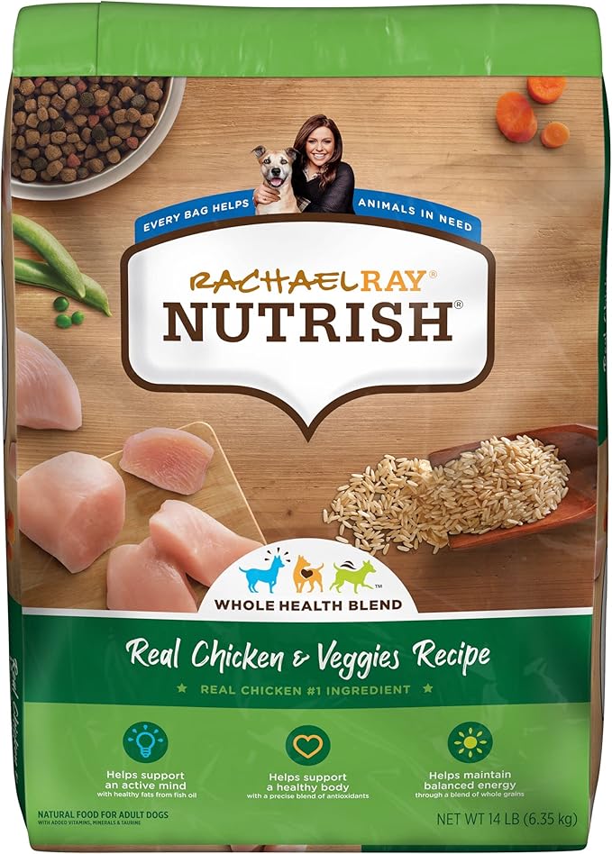 Rachael Ray Nutrish Premium Natural Dry Dog Food, Real Chicken & Veggies Recipe, 14 Pounds