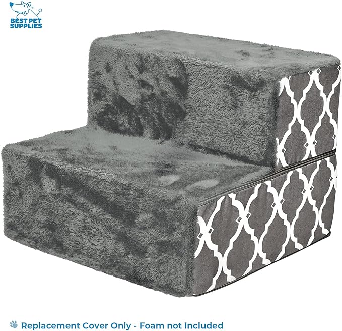 Best Pet Supplies Foldable Pet Stairs Cover for Foam Dog Ramps 2-Step