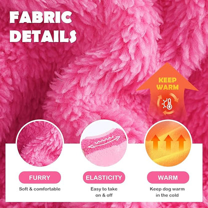 Turtleneck Dog Pajamas for Small Dogs Fleece Dog Sweater Warm Puppy Onesie Cute Dog Clothes Pjs Winter Outfits Pet Jumpsuits Cat Sweaters (Pink Strawberry, X-Small)