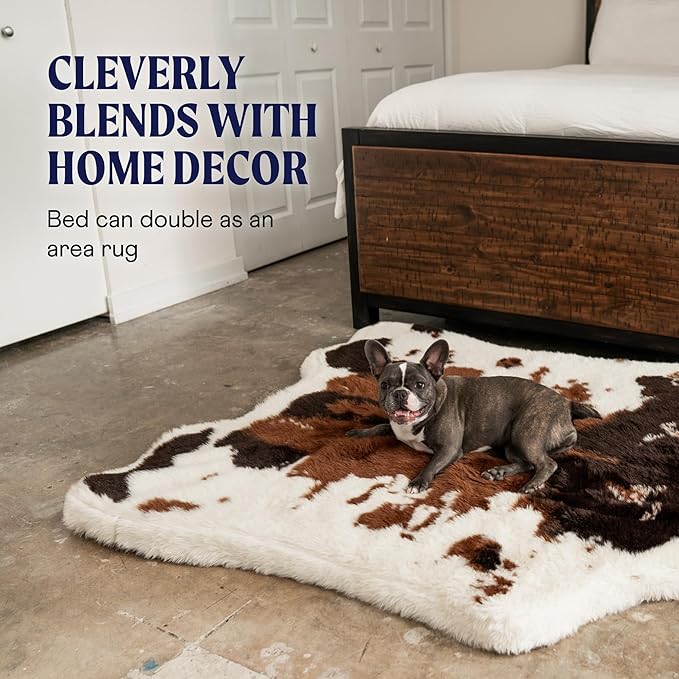 PupRug Orthopedic Dog Bed for Large Dogs with Fluffy Soft Faux Fur and Memory Foam for Joint Pain Relief