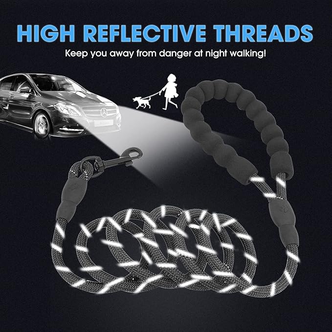 BAAPET 2/4/5/6 FT Dog Leash with Comfortable Padded Handle and Highly Reflective Threads for Small Medium and Large Dogs (5FT-1/3''