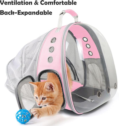 Cat Backpack Carrier,Expandable Pet Bubble Backpack Airline Approved, Pet Travel Carrying Bag for Small Medium Cats and Puppy with Hiking Walking Outdoor Use