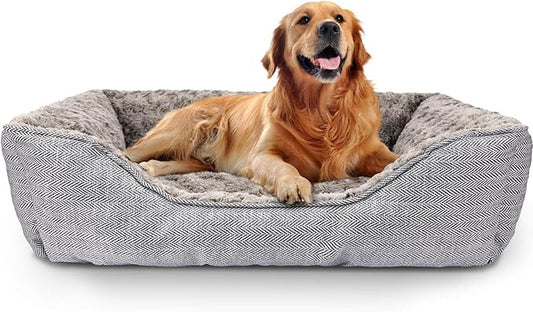FURTIME Dog Bed for Large Medium Small Dogs Soft Washable Pet Bed Orthopedic Dog Sofa Bed Breathable Rectangle Sleeping Bed Anti-Slip Bottom(35''
