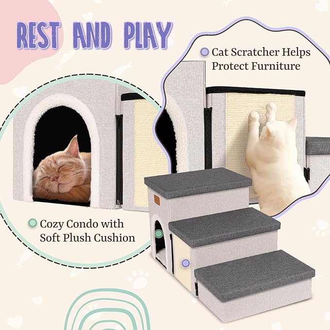 downluxe Dog Stairs for Small Dogs (3-Step Pet