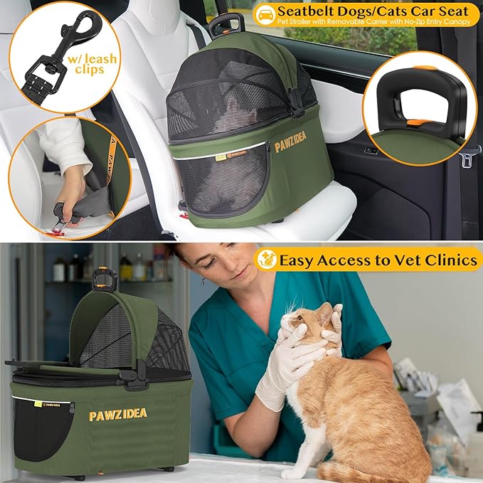 PAWZIDEA Cat Stroller 4 in 1