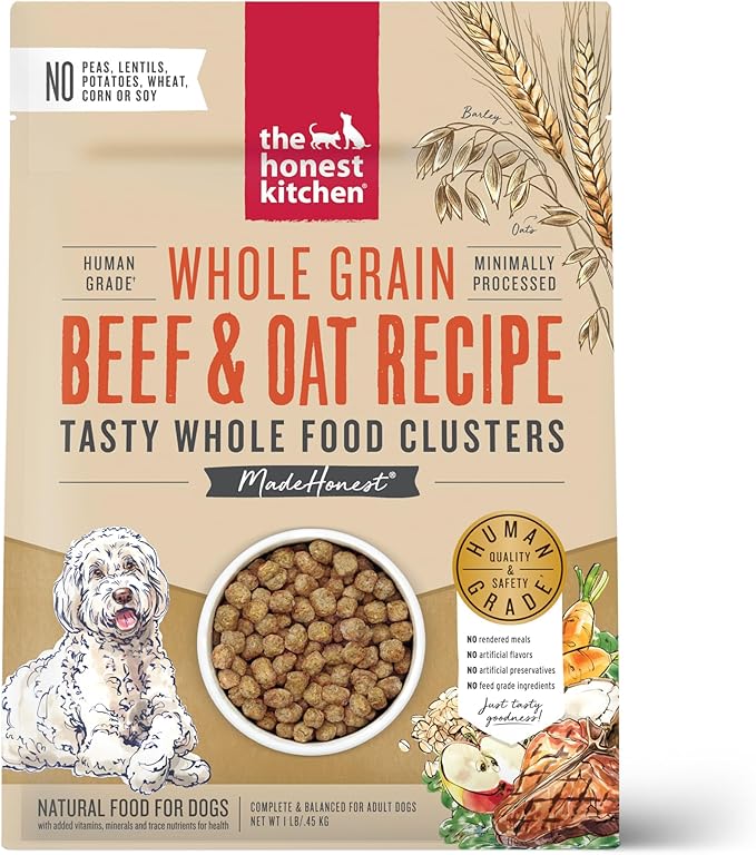 The Honest Kitchen Whole Food Clusters Whole Grain Beef & Oat Dry Dog Food, 1 lb Bag