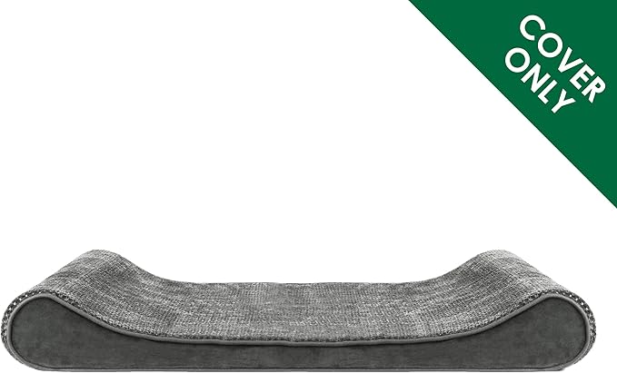 Furhaven Replacement Dog Bed Cover Minky Plush & Velvet Contour Luxe Lounger