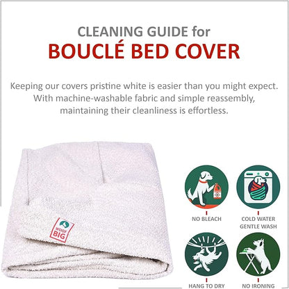 Replacement Cover Only (Beds Sold Separately) - Creamy White Boucle - Machine Washable - Anti-Slip - YKK Zippered (Medium)