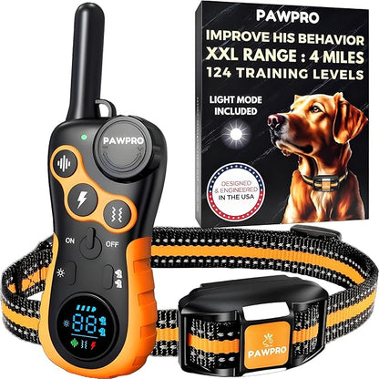 Dog Shock Collar with Remote 4-Mile Range, 124 Training 4 Modes,