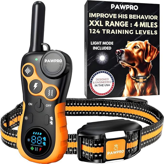 Dog Shock Collar with Remote 4-Mile Range, 124 Training 4 Modes,