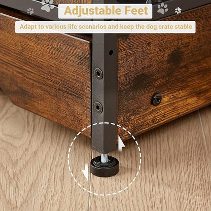 Rovibek 75'' Double Dog Crate Furniture for 2 Large Dogs