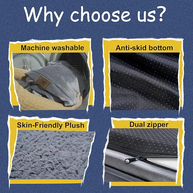 Orthopedic Washable Large Dog Bed: XLarge Dog Bed Bolster Waterproof