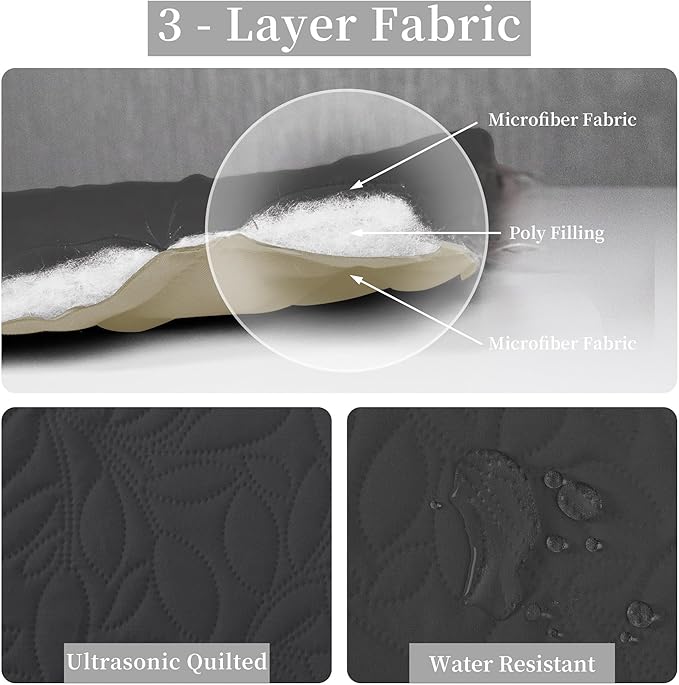 Easy-Going Waterproof Dog Bed Cover Reversible Leak Proof Pet Blanket Replacement Mat for Furniture Washable Couch Cover Sofa Cover for Dogs Cat(30x53 Inch, Dark Gray/Beige)