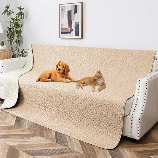 Waterproof Dog Blanket, Washable Anti-Slip Pet Couch Covers for Sofa,Pet Hair Resistant Blankets Bed Chair Furniture Couch Protector for Dogs-52x82,Beige