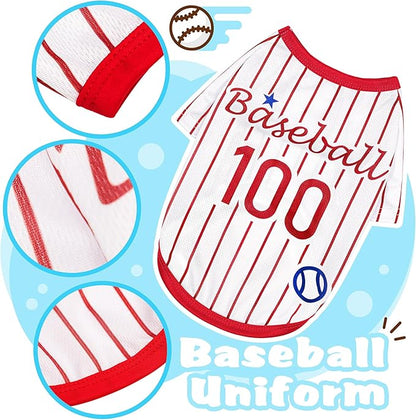 Paiaite Sleek Striped Dog Vest: Sleeveless Baseball-Style Dog Shirt