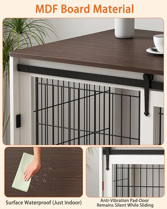 Piskyet Dog Crate Furniture Barn Door Dog Crate for Large Dogs Up to 80 lbs