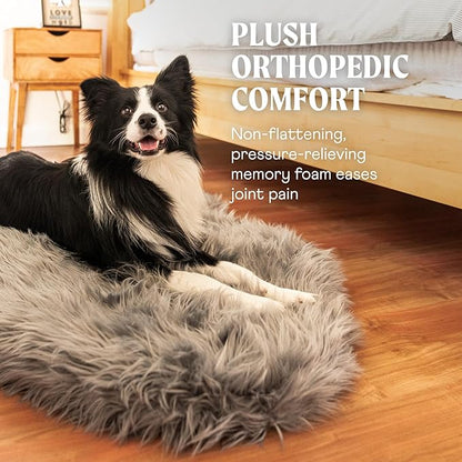 PupRug Orthopedic Dog Bed for Large Dogs with Fluffy Soft Faux Fur and Memory Foam for Joint Pain Relief