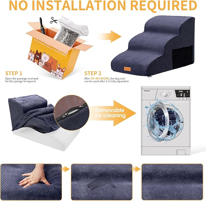 Topmart 3 Tiers Foam Dog Ramps/Steps