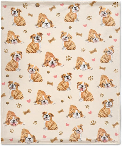 Cute Bulldog Dog Blanket Dog Blanket Gifts Super Soft Bulldog Blanket for Dog 80"x60" for