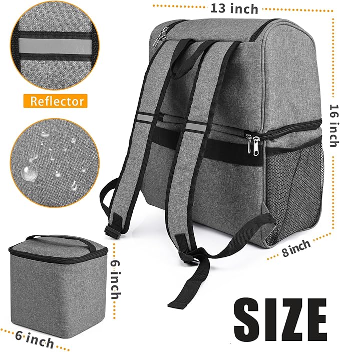 Dog Bags For Traveling Dog Diaper Bag Airline Approved Dog Food Travel Bag with 2 Food Storage Containers Bag Pet Camping Essentials Hiking Accessories Dog Mom Gift Gray