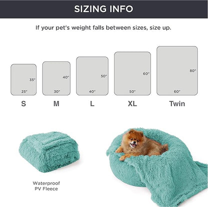 Bedsure Waterproof Dog Blankets for Small Dogs - Calming Cat Blanket for Couch Protector Washable, Long Faux Fur Pet Throw Blanket for Puppy, Reversible Furniture Protection, 25"x35", Light Green