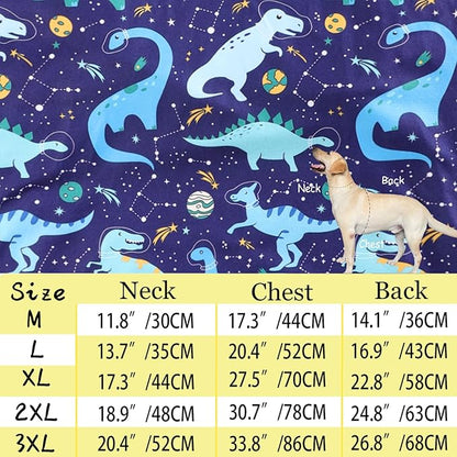 Dog Navy Sleeveless T Shirts with Universe Dinosaur Pattern Printed Soft Vest for Large Dogs (L, Vest)