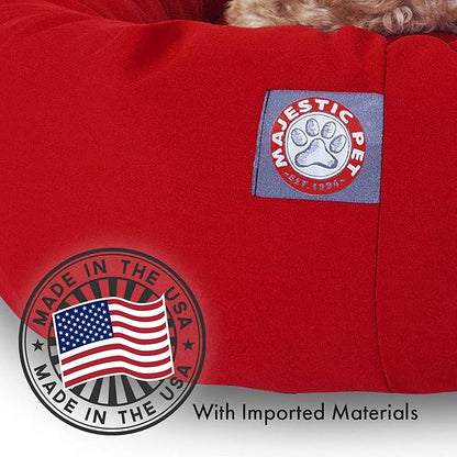 40 inch Red & Sherpa Bagel Dog Bed By Majestic Pet Products