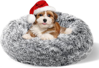 Aurako Cat Bed Dog Bed Round Cushion Pet 23" Black