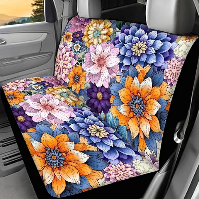 AFPANQZ Boho Flower Car Rear Seat Cover Set