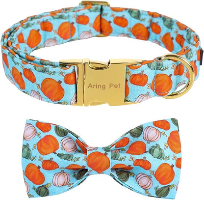 ARING PET Halloween Dog Collar Cotton Pumpkin Dog Collar with Bow