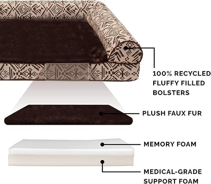 Furhaven Memory Foam Dog Bed for Medium/Small Dogs w/ Removable Bolsters & Washable Cover 35 lbs