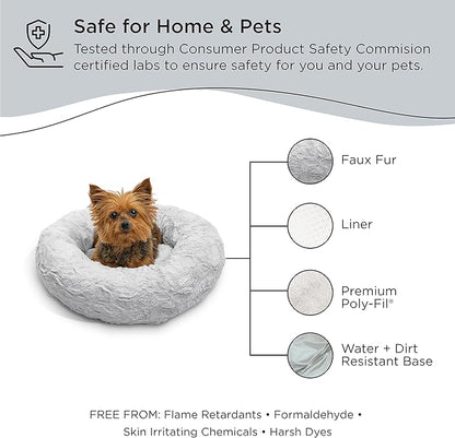 Best Friends by Sheri The Original Calming Donut Cat and Dog Bed in Lux Fur Gray 18"