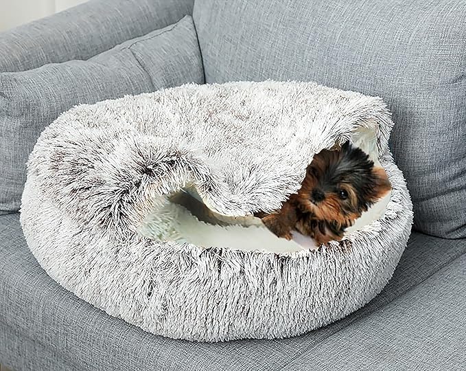 Dog Cave Bed for Small Dogs Cats Pets (20" D,